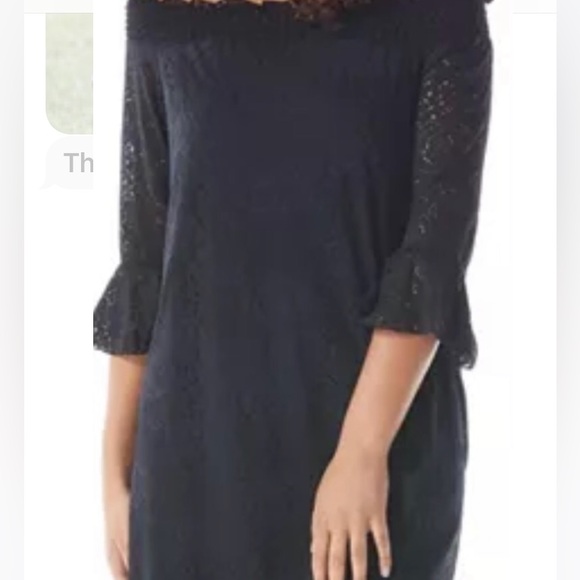 Beach House Size Small Smocked Dress/Cover -up Black lacy bell sleeves NWT - Picture 6 of 9
